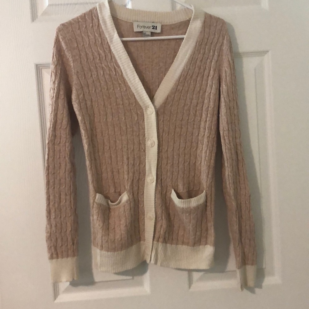 Ballet Pink and Cream Braided Cardigan
